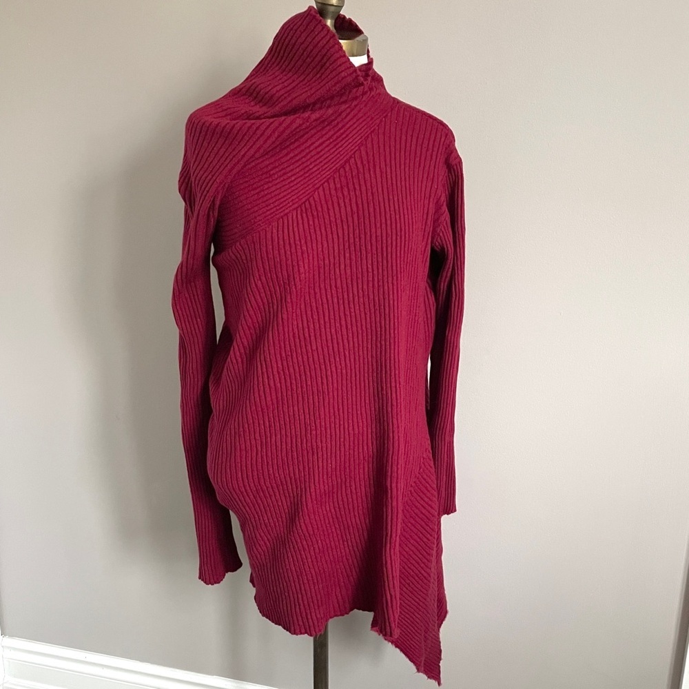 Marques Almeida Burgundy Ribbed Merino Wool Sweater - XS/S - Picture 3 of 12